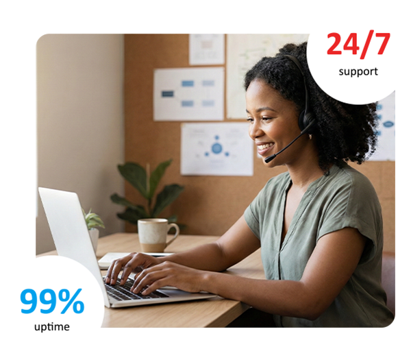 Support Staff behind a laptop